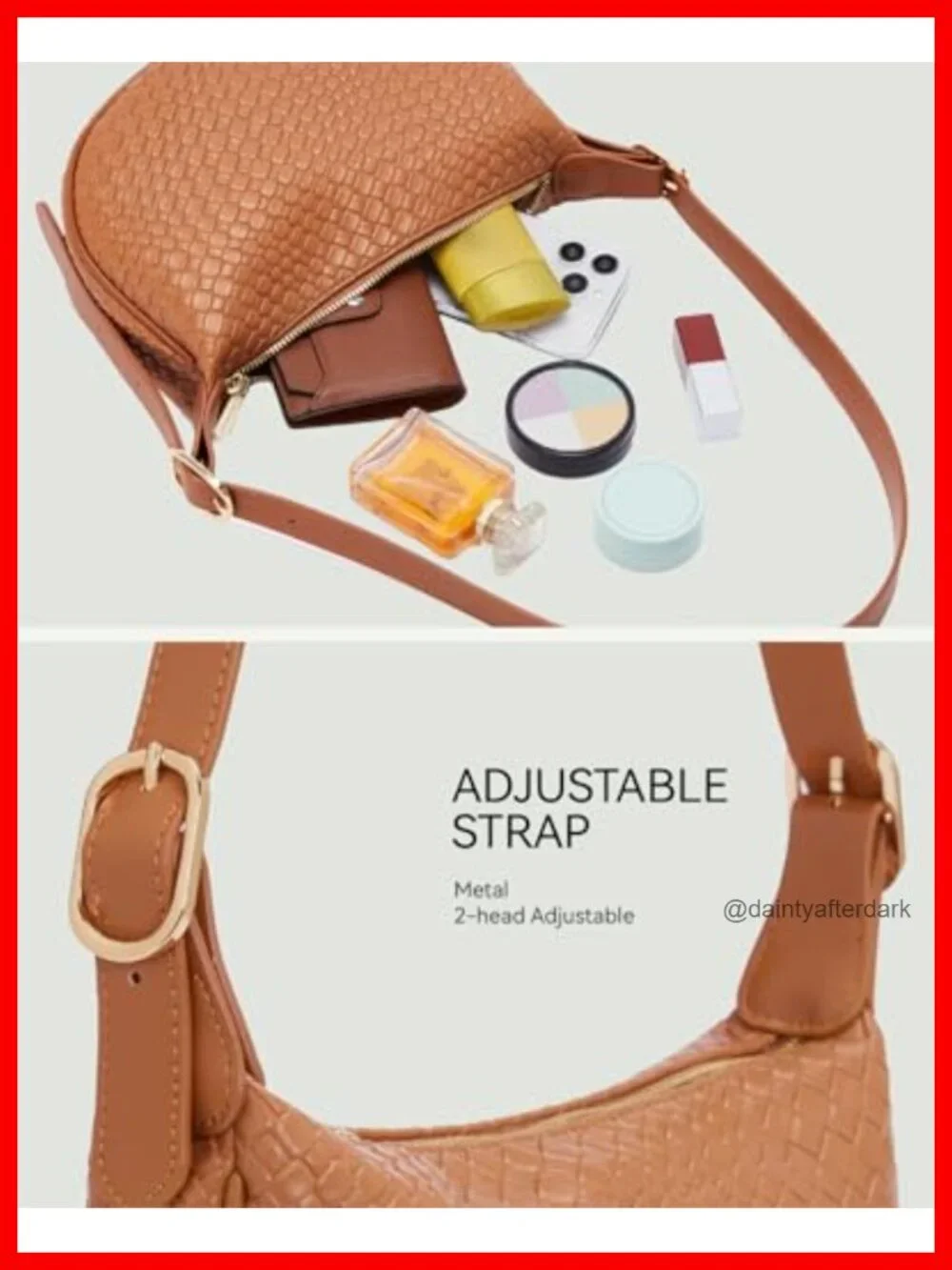 Crescent Crossbody Bag Vegan Leather Hobo Handbag Adjustable Strap